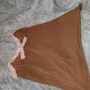 Tampa Size Large Brown Pink Lace & Sequin Trim Design 🤎🩷